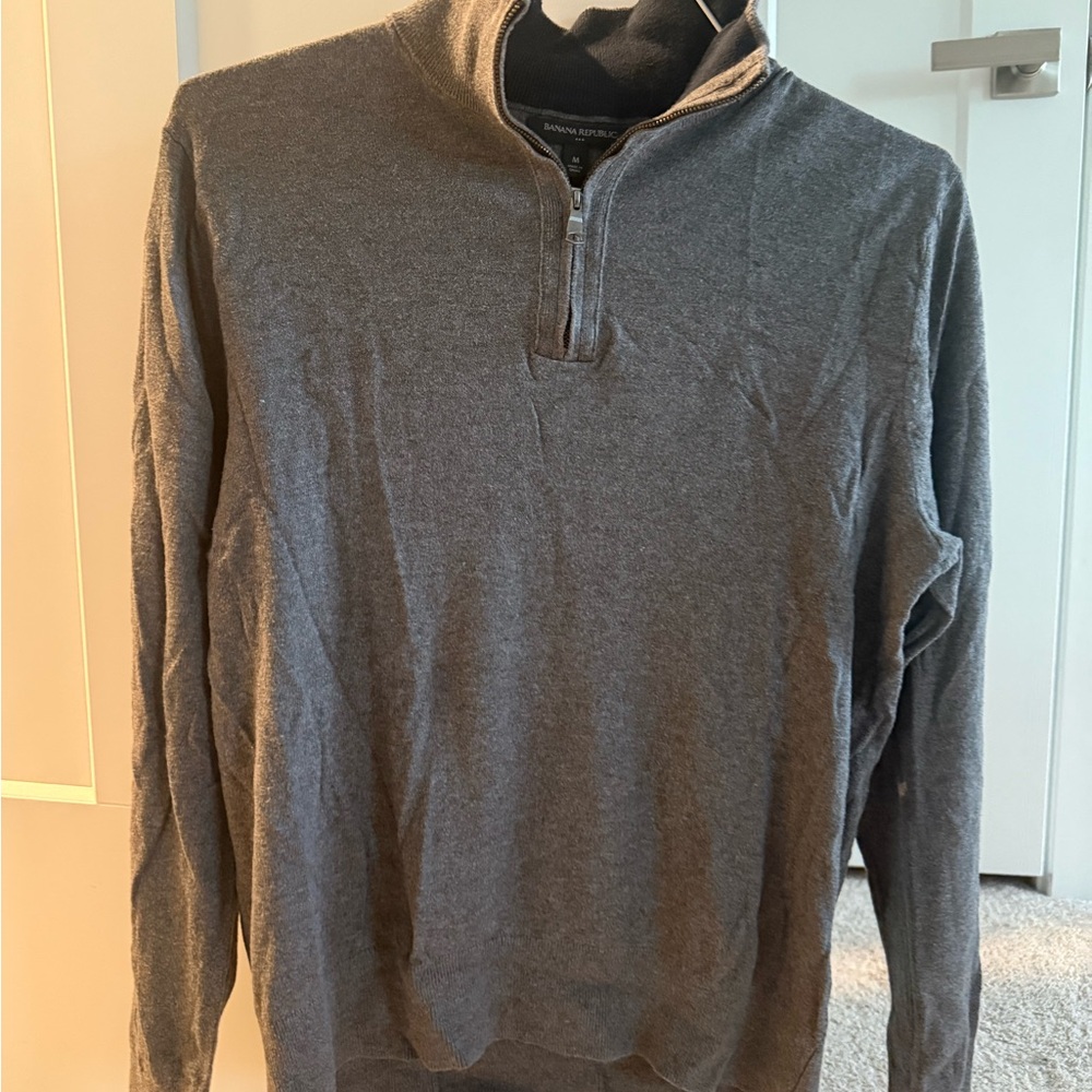 Banana Republic Charcoal Zip-Up Sweater